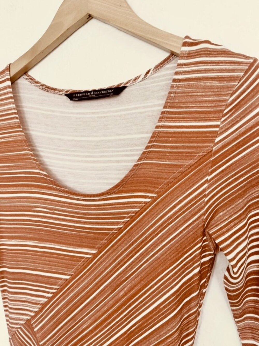 Peruvian Connection Circe 3/4 Sleeve Asymmetrical Maxi Dress Terracotta XS - Picture 10 of 16